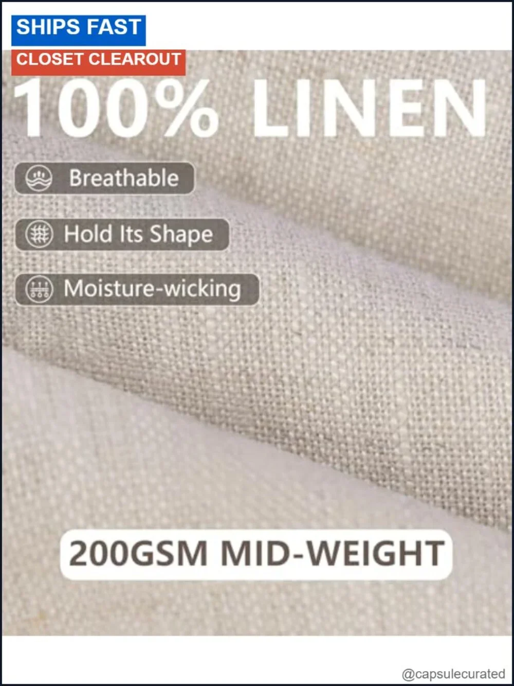 Men's 100% Linen Casual Tapered Pants Side Tab Adjustable